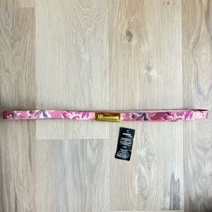 Lauren Ralph Lauren Pink and Purple Floral Belt with Gold Buckle